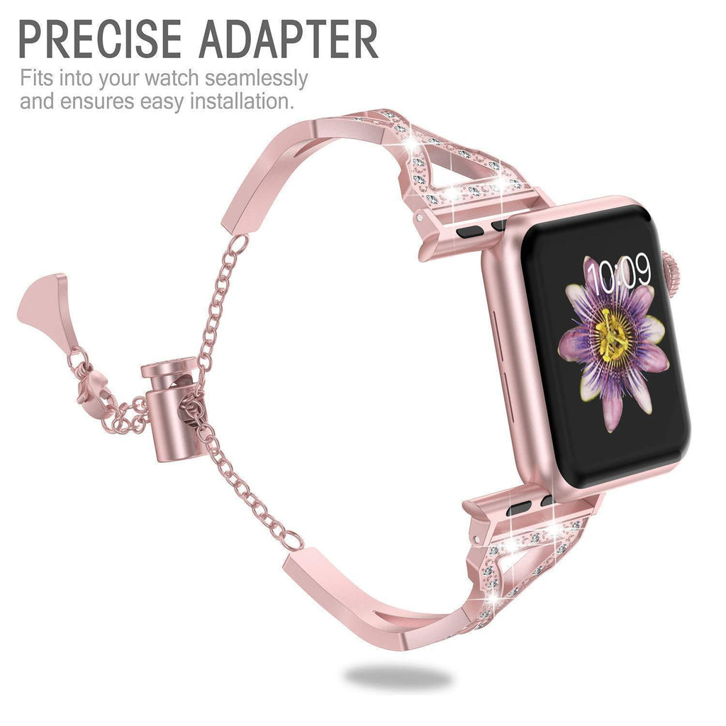 Apple New Diamond watch bands for Apple Watch 38mm 40mm 42mm 44mm Stainless Steel strap Women Bracelet for iWatch Series 4 3 2