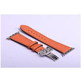 Apple orange / 38mm Apple Watch Series 5 4 3 2 Band, Leather strap Deployment Buckle watch Strap watchband Hermes 38mm, 40mm, 42mm, 44mm - US Fast Shipping