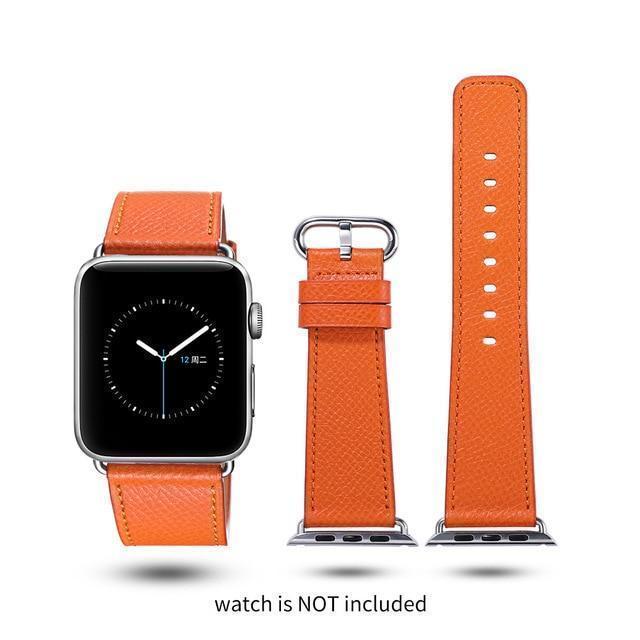 Apple Orange / 38mm Apple Watch Series 5 4 3 2 Band, Sport Edition, High Quality Calf Faux leather Watchband 38mm, 40mm, 42mm, 44mm