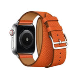 Apple Orange Double Tour / 38MM Series 123 Apple Watch Series 5 4 3 2 Band, Double Tour Watchbands Genuine Leather Strap Herm Bracelet 38mm, 40mm, 42mm, 44mm