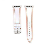 Apple Orange / for 38mm 40mm Apple Watch iridescent Metallic shine Faux Leather Watchband iwatch 4 40mm 44mm 38mm 42mm  Replacement Bracelet Strap