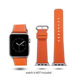 Apple Orange with tan / 38mm Apple Watch Series 5 4 3 2 Band, Sport Edition, High Quality Calf Faux leather Watchband 38mm, 40mm, 42mm, 44mm