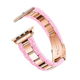 Apple Pink / 38mm / 40mm Apple Watch Series 5 4 3 2 Band, Cellulose Acetate Made Strap for iWatch 38mm, with Metal Links Bracelet Smart Wristband