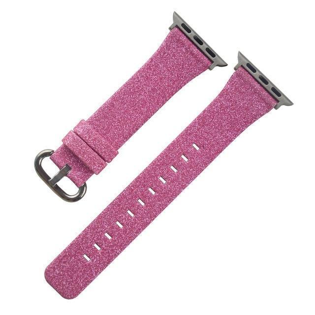 Apple Pink / 38mm Christmas Shiny Glitter Leather Bling Luxury Bracelet Strap for Apple Watch Band Series 4 3 2 1 for iwatch 40MM 44MM 38MM 42MM