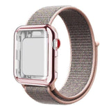 Apple pink / 38mm Nylon Sport Loop band with case For Apple Watch 38mm 42mm 40mm 44mm screen protector iWatch series 4 3 2 1 sport bracelet strap