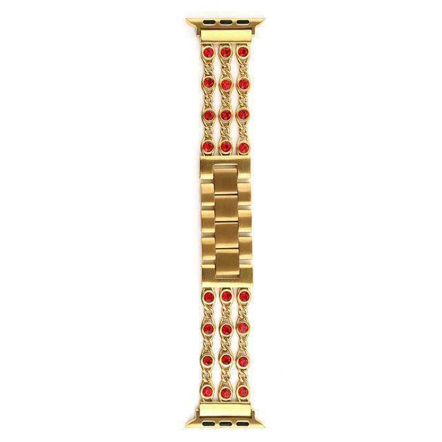 Apple Red / 38MM Apple Watch band, Bling Crystal Rhinestone Diamond Stainless Steel Link Bracelet Strap, Series 1 2 3 4 iwatch  44mm/ 40mm/ 42mm/ 38mm