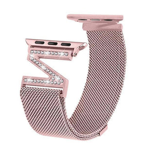 Apple Rose / 38mm Apple watch Milanese mesh magnetic sport Loop,  stainless steel metal Bracelet Diamond bling woman strap, 38mm 42mm 40mm 44mm iwatch series 5 4 3
