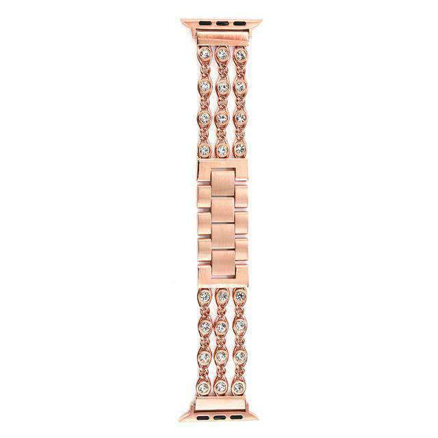 Apple Rose Gold / 38MM Apple Watch band, Bling Crystal Rhinestone Diamond Stainless Steel Link Bracelet Strap, Series 1 2 3 4 iwatch  44mm/ 40mm/ 42mm/ 38mm