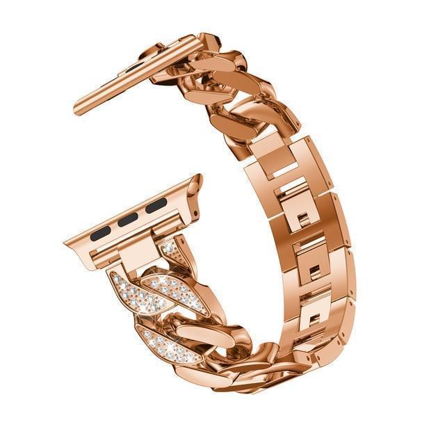 Apple Rose gold / 38mm Apple Watch Series 5 4 3 2 Band, Women Ladies Watch Bracelet, Fashionable Diamond Cowboy Chains Strap Metal Link 38mm, 40mm, 42mm, 44mm
