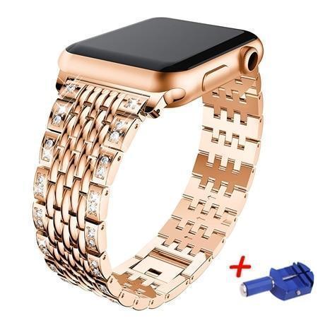 Apple rose gold / 38mm Link bracelet strap For Apple watch band 42mm 38mm iwatch 4 band 44mm 40mm Diamond Stainless steel watchband Apple watch 4/3/2/1