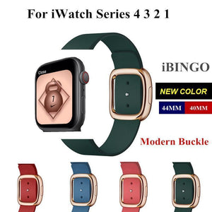 Apple Rose gold Modern Buckle Leather Band for Apple Watch 44mm 40mm  42mm 38mm Replacement Wristband for iWatch Series 4 3 2
