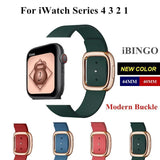 Rose gold Modern Buckle Leather Band for Apple Watch Replacement Wristband for iWatch Series 9 8 7 6 5 4 3 2