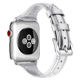 Apple silver / 38-mm Band for Apple Watch Leather Bnad 38mm 42mm 40mm 44mm Rose Gold Silver Strap For Apple Watch Bracelet Series 4 3 2 1 For Women