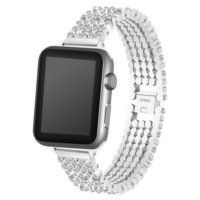 Apple silver / 38mm / 40mm Apple Watch Series 5 4 3 2 Band, Stylish Crystal Diamond stainless steel Replacement Band for iWatch 38mm, 42mm, 40mm, 44mm