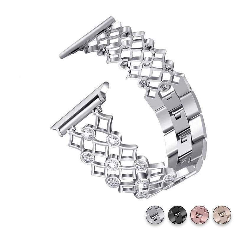 Apple Silver / 38mm Apple Watch Series 5 4 3 2 Band, Stainless Steel, Diamond crystal Bling iWatch Strap fits 38mm, 40mm, 42mm, 44mm