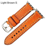 Apple Silver buckle with light brown leather / For Apple Watch 42mm Apple Watch Band, Genuine Cow Leather Strap With Adapter Fits  44mm/ 40mm/ 42mm/ 38mm Series 1 2 3 4 Black iWatch Bracelet Watchband