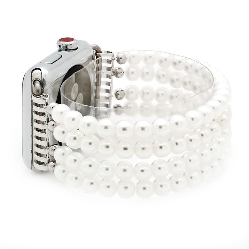 Apple Simulated Pearls Apple Watch Strap 38mm/42mm Beads Watchband For iWatch Women Elastic Bracelet Wrist Band
