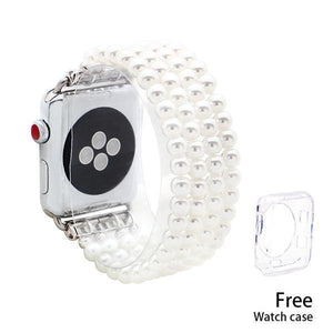Apple Simulated Pearls Apple Watch Strap 38mm/42mm Beads Watchband For iWatch Women Elastic Bracelet Wrist Band