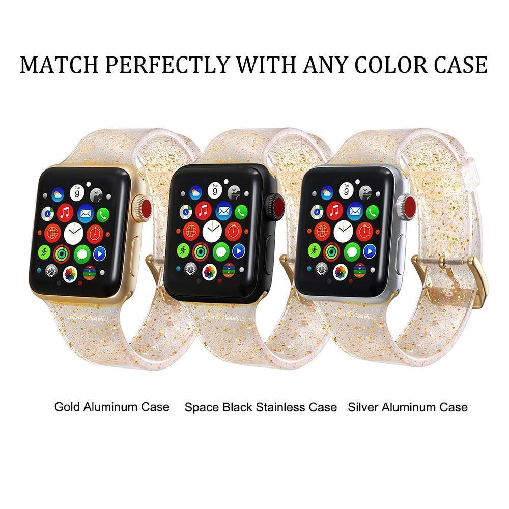 Apple Sport Soft glitter Silicone Strap For Apple Watch Series 4 3 2 1 44mm 40mm 42mm 38mm Band Replacement Strap Wristband For iWatch Band - US Fast shipping
