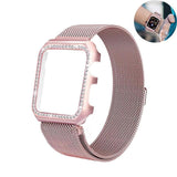 Apple Strap & Diamond Case Apple Watch bundle 38mm 40mm 44mm 42mm Stainless Steel band Milanese Loop Bracelet for iWatch 4 3 2 1