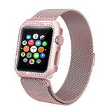 Strap & Diamond Case Apple Watch Stainless Steel band Milanese Loop Bracelet for iWatch