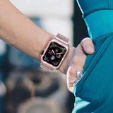 Apple Strap & Diamond Case Apple Watch bundle 38mm 40mm 44mm 42mm Stainless Steel band Milanese Loop Bracelet for iWatch 4 3 2 1