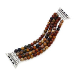 Apple Tiger Eye Beads Watch Strap Natural Stone Apple Watchband For iWatch Women  38mm/42mmWatch Band 4 Rows Bracelet