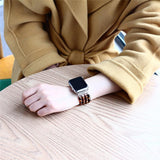 Apple Tiger Eye Beads Watch Strap Natural Stone Apple Watchband For iWatch Women  38mm/42mmWatch Band 4 Rows Bracelet