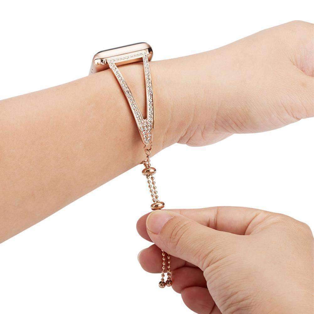 Apple Watch Band bling Cuff, Rose gold, Crystal Diamond Strap fits 42mm 38mm  Stainless Steel Bracelet bangle for Iwatch Series 4 3 2 1