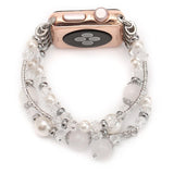 Apple White / 38mm / 40mm Apple Watch Series 5 4 3  Band, Agate Beads Pearl Bracelet stretch Strap, iWatch Women Watchband Adapters 38mm, 40mm, 42mm, 44mm
