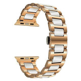 Apple White Rose Gold / 38mm Ceramic + Stainless Steel Watchband for iWatch Apple Watch 38mm 40mm 42mm 44mm Series 1 2 3 4 Band Wrist Strap Bracelet