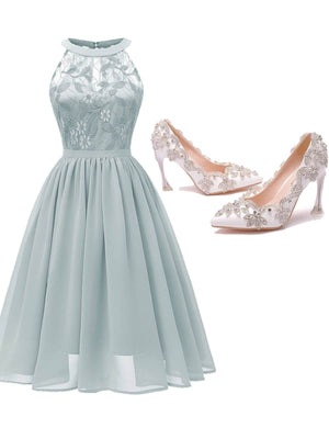 2PCS Top Seller 1950s Lace Dress & Ultra-high Heel Shoes