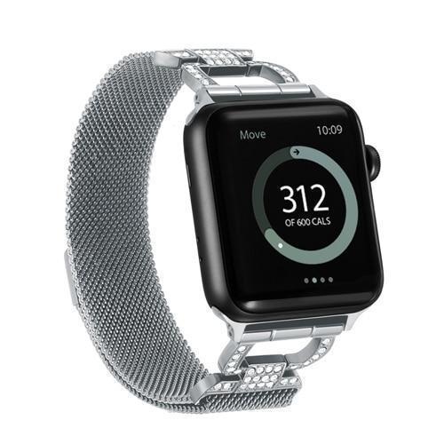 Home China / Silver / 44mm series 5 4 Milanese loop diamond strap for Apple watch band 44mm 40mm apple watch 4 5 3 stainless steel link bracelet iwatch band 42mm 38mm on AliExpress