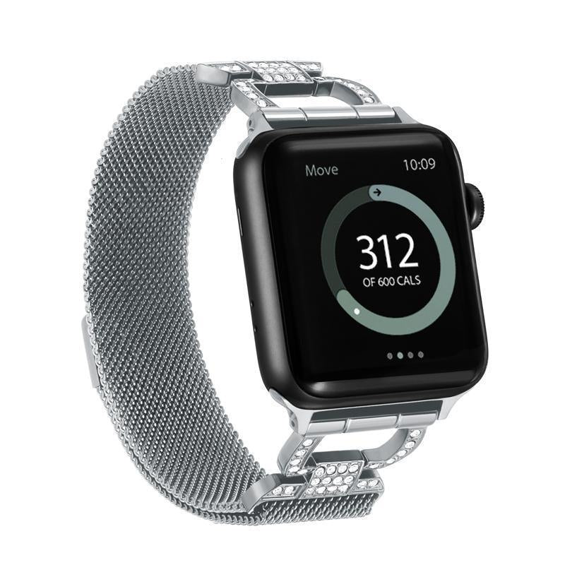Home Milanese loop diamond strap for Apple watch band 44mm 40mm apple watch 4 5 3 stainless steel link bracelet iwatch band 42mm 38mm
