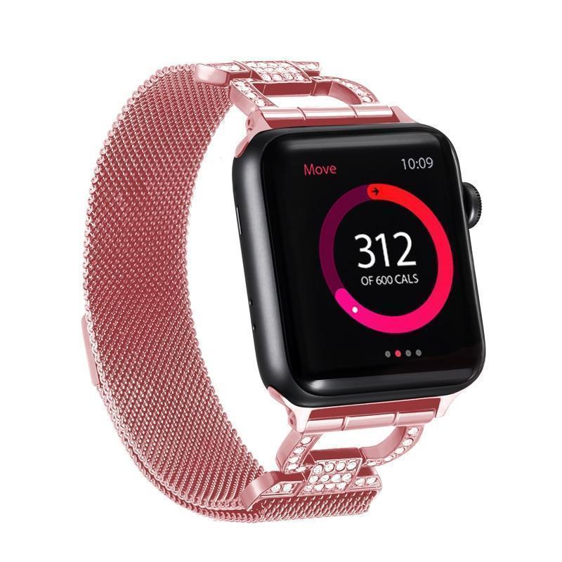 Home Milanese loop diamond strap for Apple watch band 44mm 40mm apple watch 4 5 3 stainless steel link bracelet iwatch band 42mm 38mm on AliExpress