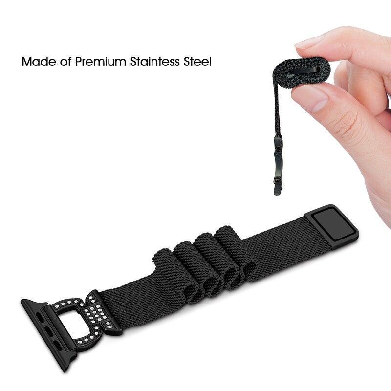 Home Milanese loop diamond strap for Apple watch band 44mm 40mm apple watch 4 5 3 stainless steel link bracelet iwatch band 42mm 38mm on AliExpress