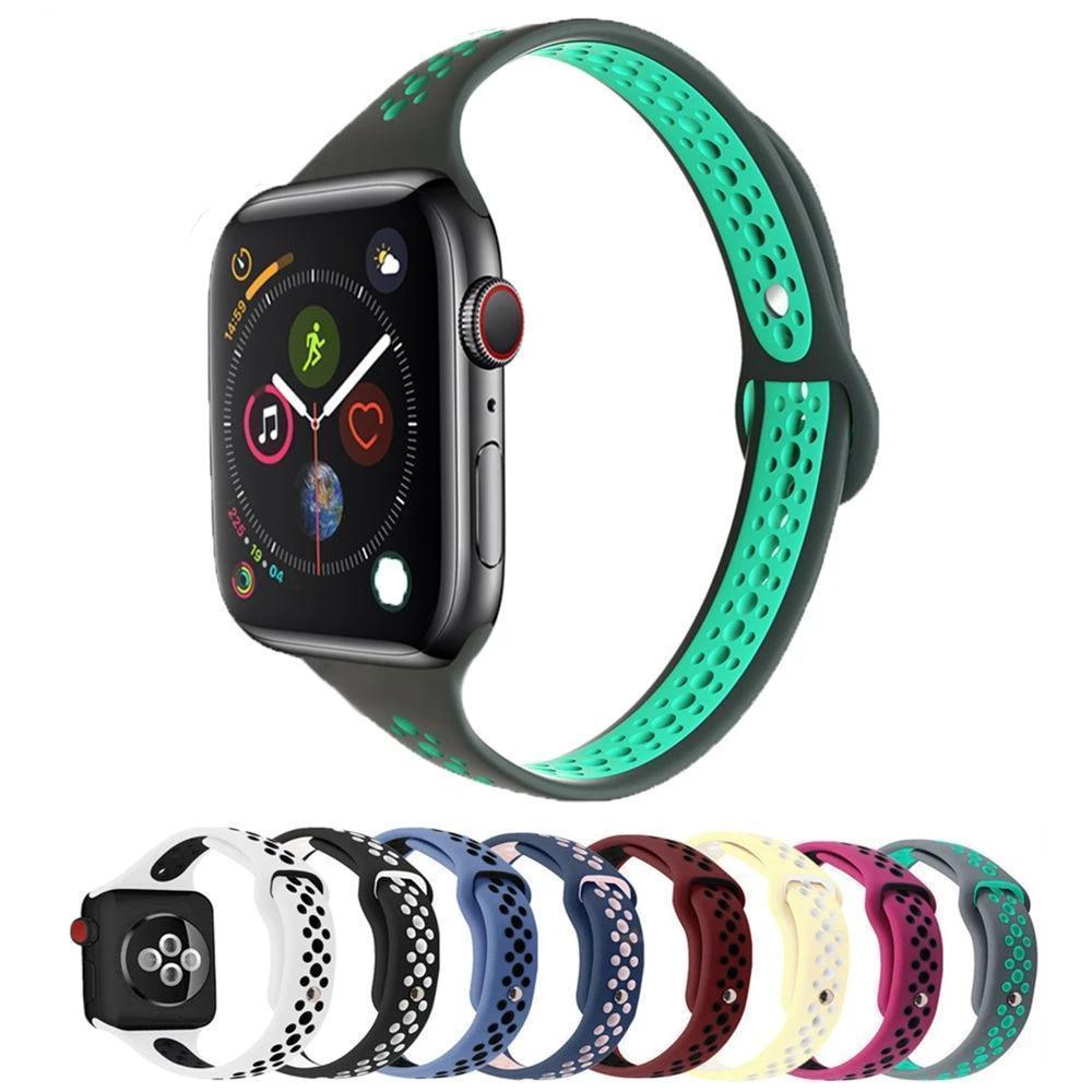 Home Slim strap For Apple Watch 5 band 40mm 44mm iWatch Band 38mm 42mm Breathable sport silicone bracelet Apple watch 5 4 3 2 1 38 40 44