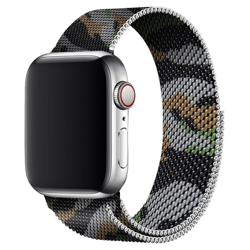 Black Camouflage Milanese Apple Watch Band
