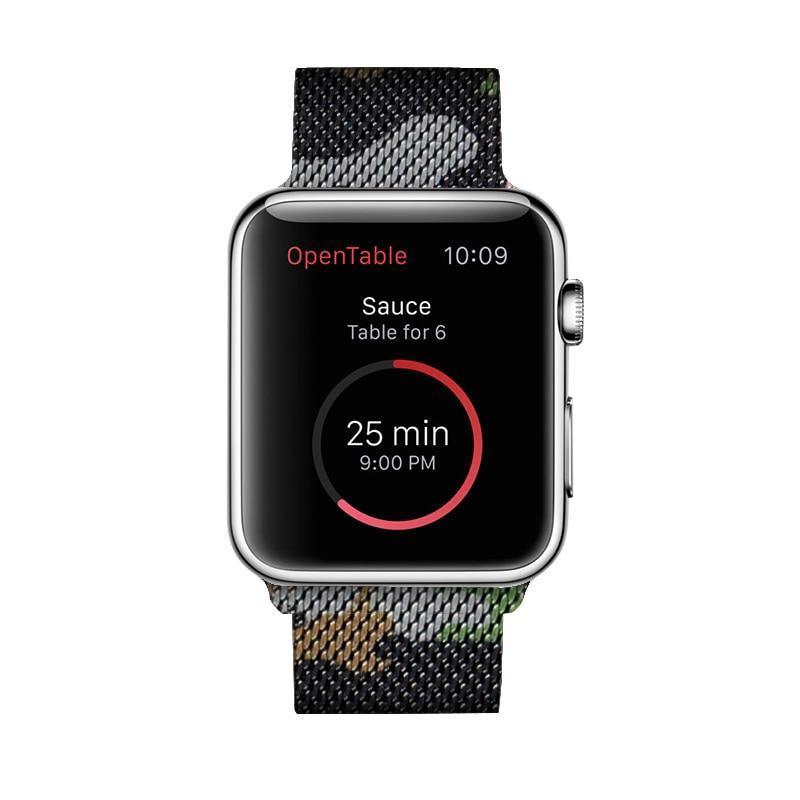 Black Camouflage Milanese Apple Watch Band