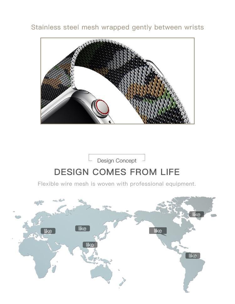 Black Camouflage Milanese Apple Watch Band