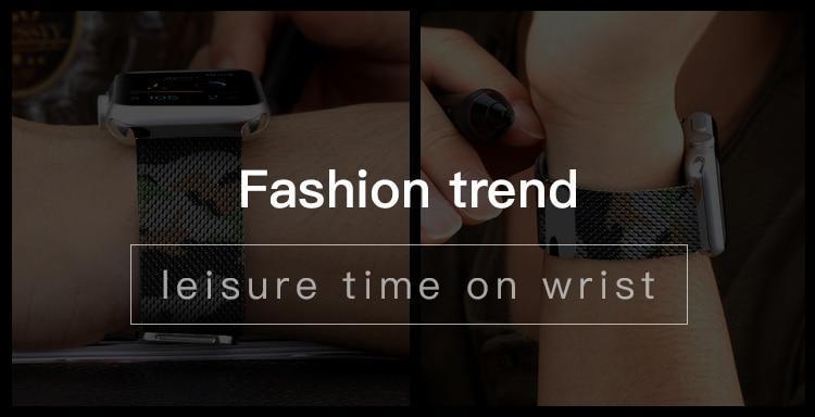 Black Camouflage Milanese Apple Watch Band
