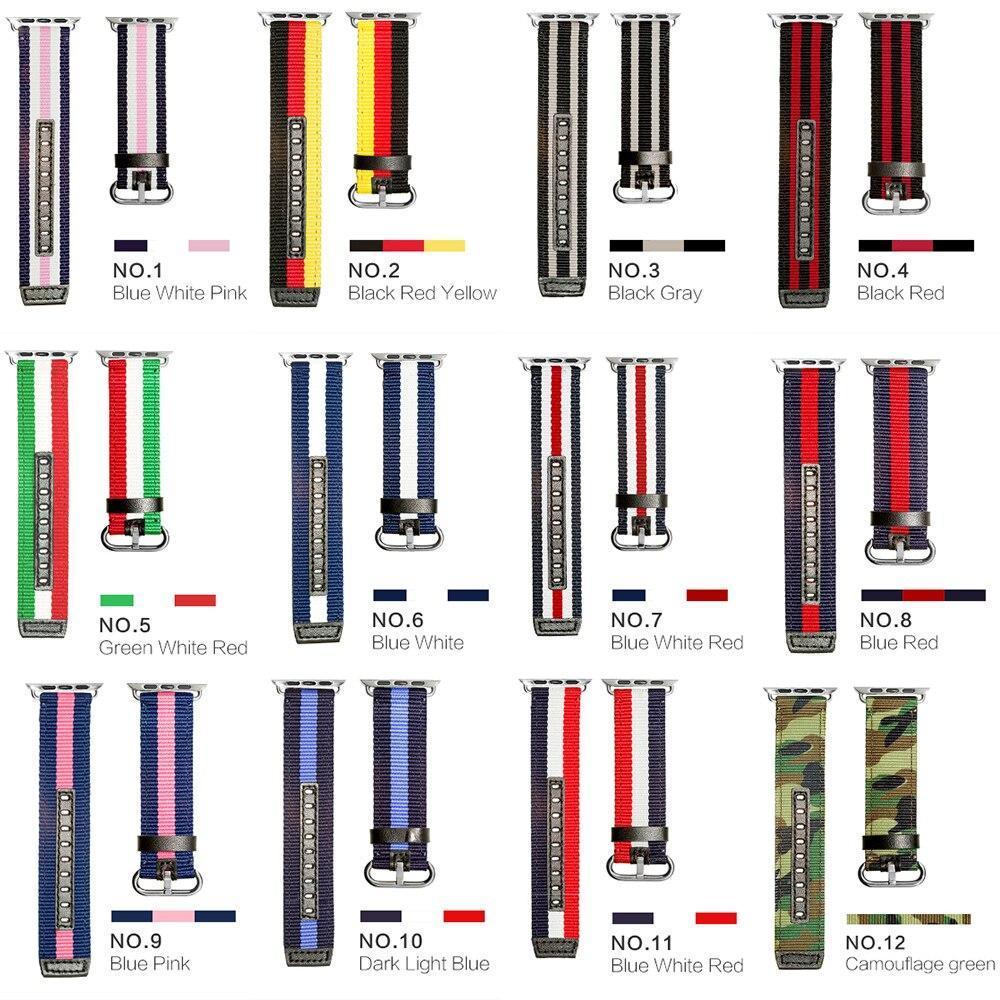 Flag Style Leather & Nylon Bands for Apple Watch - 12 Colors