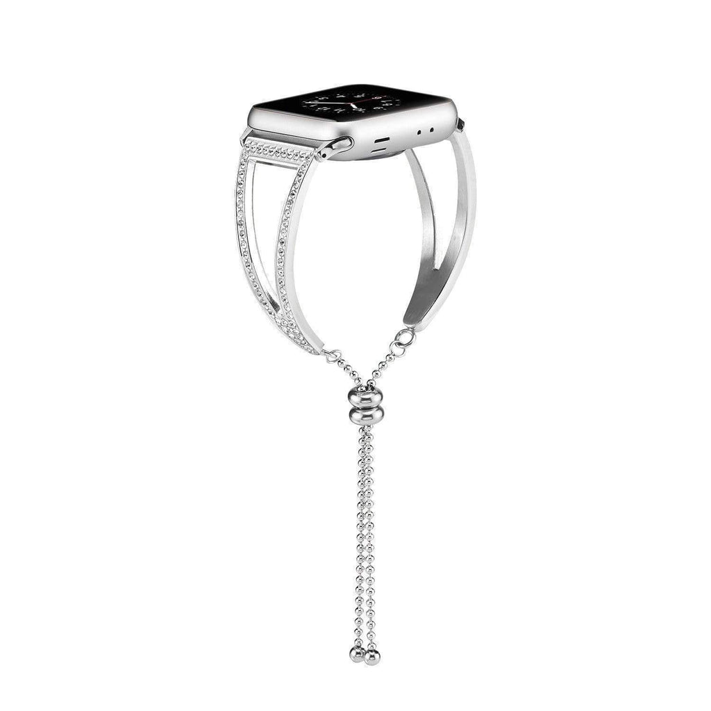 silver / For apple watch 42mm Apple Watch Band bling Cuff, Rose gold, Crystal Diamond Strap fits 42mm 38mm  Stainless Steel Bracelet bangle for Iwatch Series 4 3 2 1