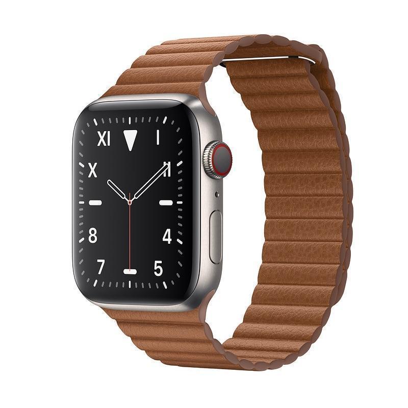 Watchbands Apple watch band magnetic genuine Leather loop strap,  iwatch 44mm 40mm 42mm 38mm watchband Series 5 4 3