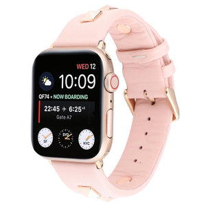 Watchbands Apple watch band Rose Gold Metal Rivet Leather Sport Strap For iWatch series 5 4 3 2 1 44mm 42mm 40mm 38mm