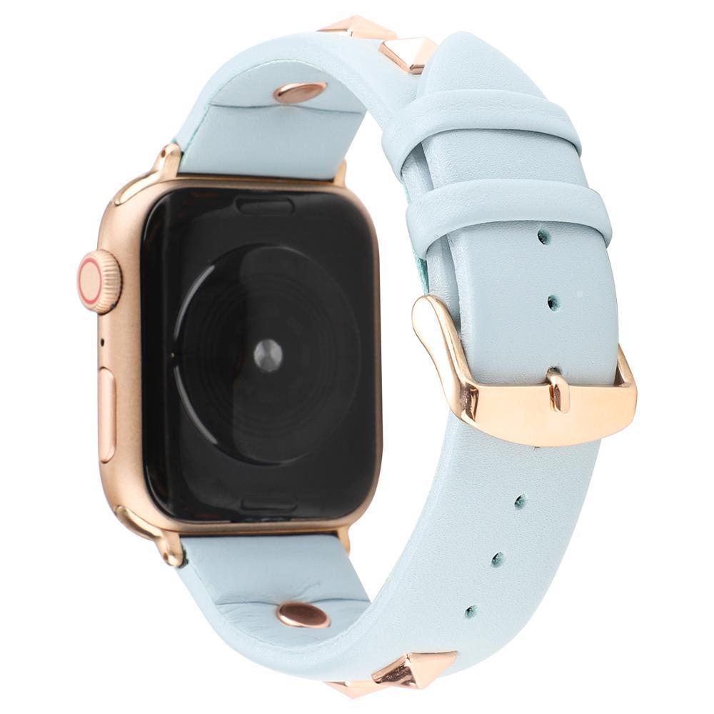 Watchbands Apple watch band Rose Gold Metal Rivet Leather Sport Strap For iWatch series 5 4 3 2 1 44mm 42mm 40mm 38mm