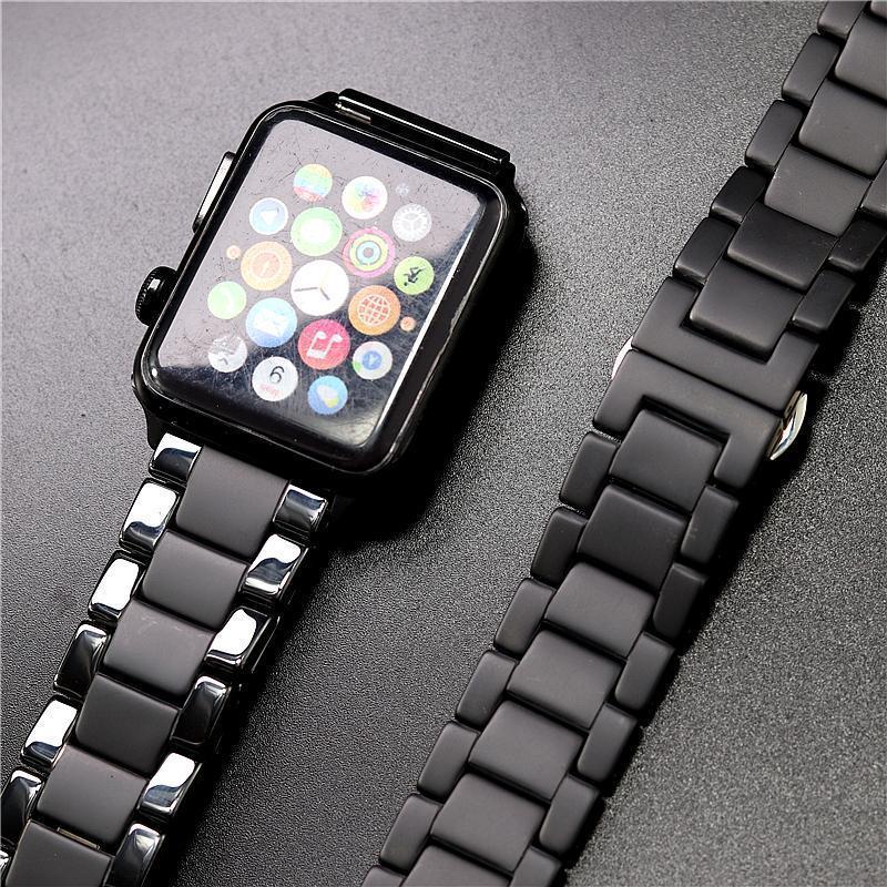 Watchbands Apple Watch Series 5 4 3 2 Band, New Men Style Ceramic Sandblasting Matte Sport Black iWatch, fits Nike Sports  38mm, 40mm, 42mm, 44mm