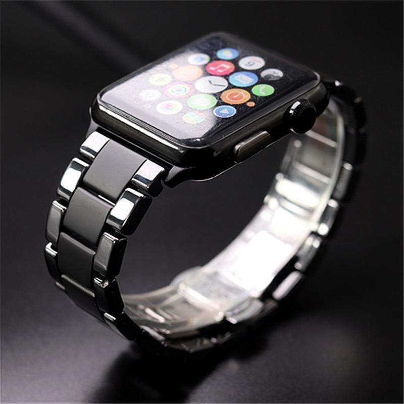 Watchbands Apple Watch Series 5 4 3 2 Band, New Men Style Ceramic Sandblasting Matte Sport Black iWatch, fits Nike Sports  38mm, 40mm, 42mm, 44mm