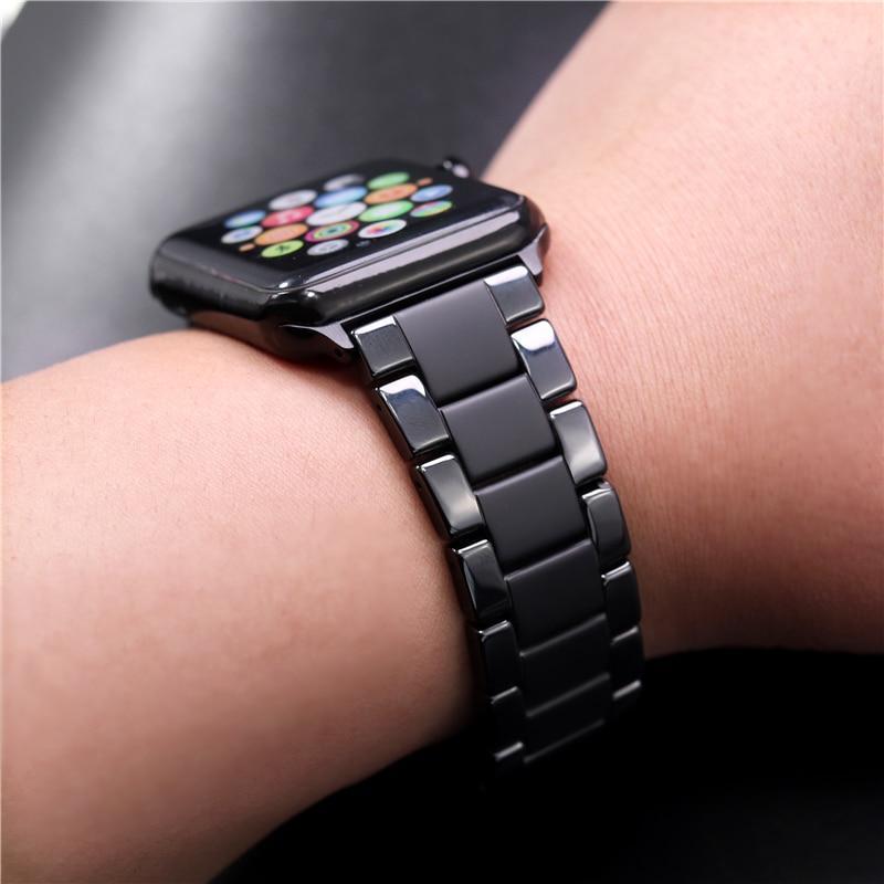 Watchbands Apple Watch Series 5 4 3 2 Band, New Men Style Ceramic Sandblasting Matte Sport Black iWatch, fits Nike Sports  38mm, 40mm, 42mm, 44mm