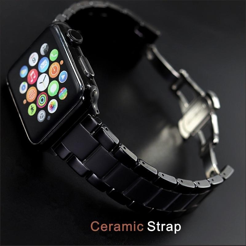 Watchbands Apple Watch Series 5 4 3 2 Band, New Men Style Ceramic Sandblasting Matte Sport Black iWatch, fits Nike Sports  38mm, 40mm, 42mm, 44mm